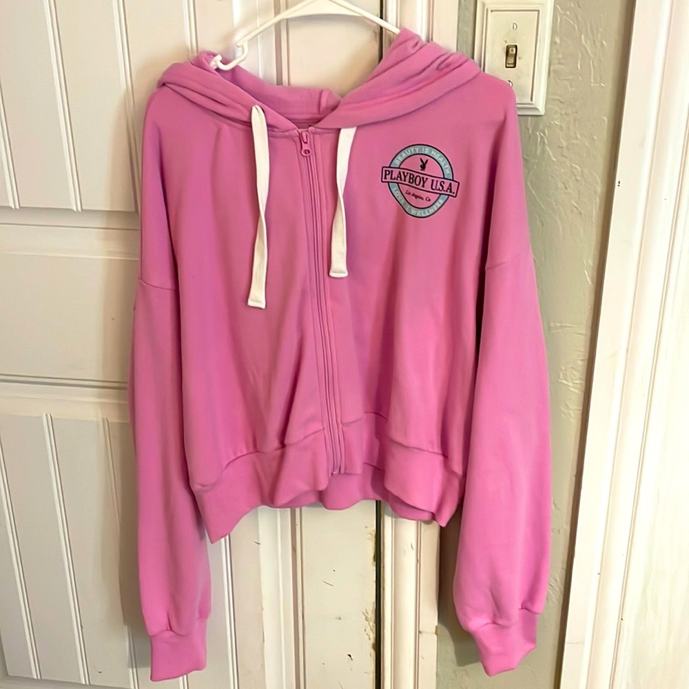 Playboy pink cropped zip up!! NEVER WORN!